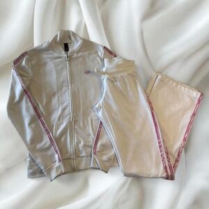 Y2K vintage Fox Racing white and pink graphic tracksuit set grunge skater